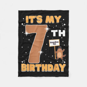 Its My 7th Birthday Groundhog Day 7 Years Old Girl Fleece Blanket