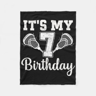It's My 7th Birthday Lacrosse 7 Year Old Birthday Fleece Blanket