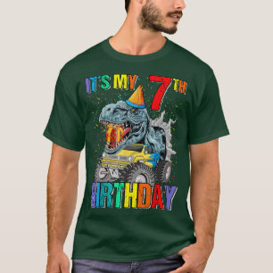 It's My 7th Birthday Monster Truck Dinosaur Boys A T-Shirt