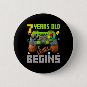It's My 7th Birthday Pixel Gaming Controller 7 Yea 6 Cm Round Badge
