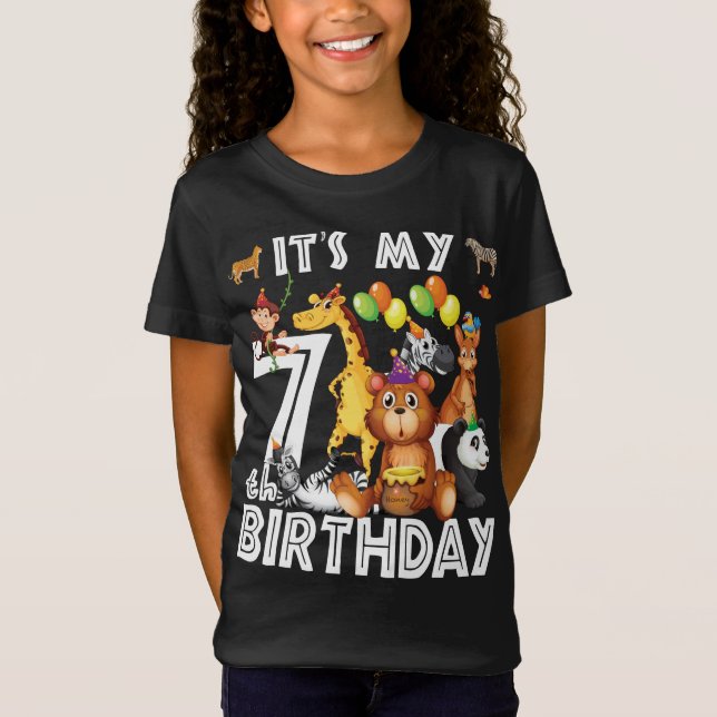 Its My 7th Birthday Safari Jungle Animals Lover T-Shirt (Front)