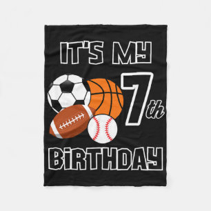It's My 7th Birthday Soccer Sketll Sell Footll Fleece Blanket