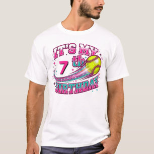 "It's My 7th Birthday" Softball Graphic T-Shirt