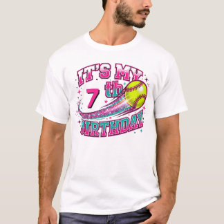 "It's My 7th Birthday" Softball Graphic T-Shirt