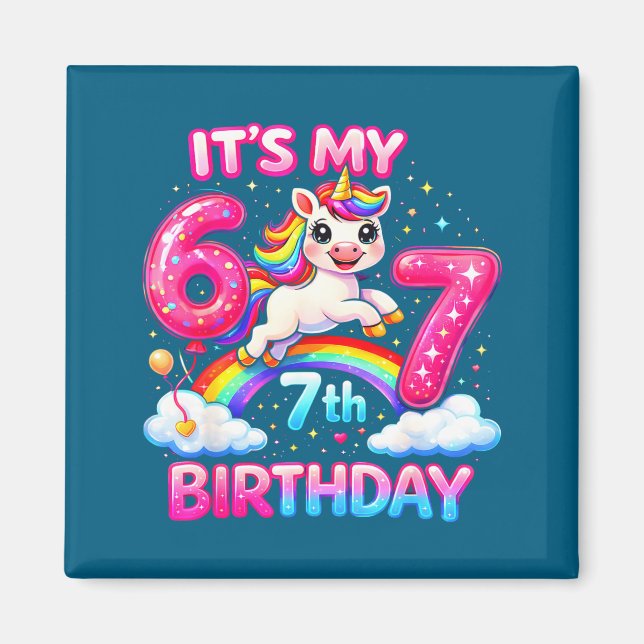 It's My 7th Birthday Unicorn Squad Six Magnet (Front)