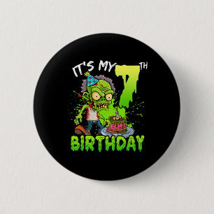It's My 7th Birthday Zombie Lover 7 Year Old Boys  6 Cm Round Badge