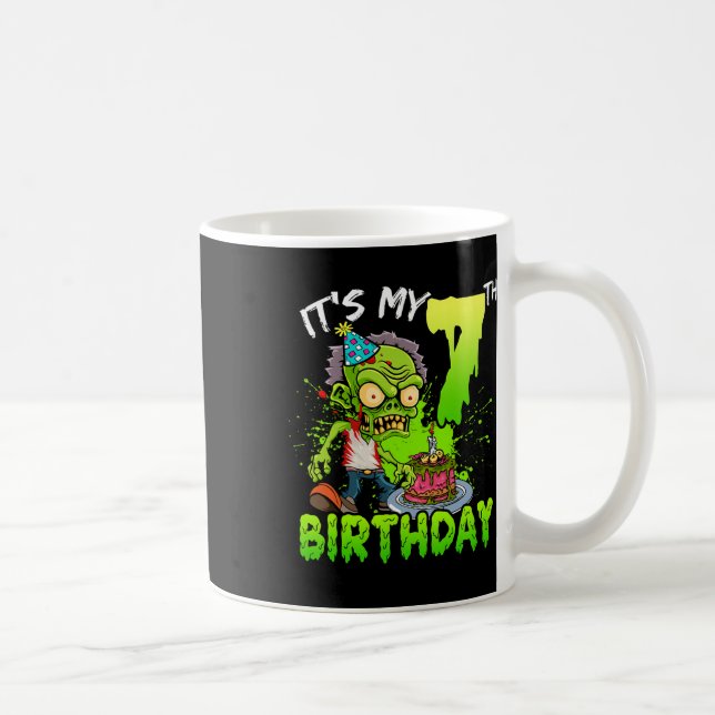It's My 7th Birthday Zombie Lover 7 Year Old Boys  Coffee Mug (Right)