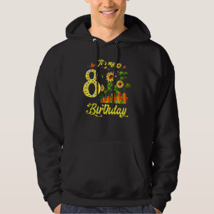 Its My 8th Birthday 8 Year Old Girl Sunflower Butt Hoodie
