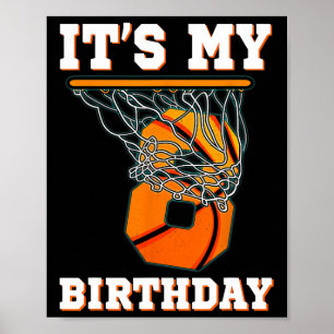 It's My 8th Birthday Bysketbyll Boy Party 8 Years  Poster