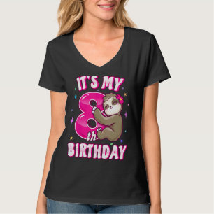Its My 8th Birthday Eight Pink Sloth Girl Theme Ki T-Shirt