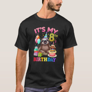 Its My 8th Birthday For Girls Sloth Birthday Costu T-Shirt