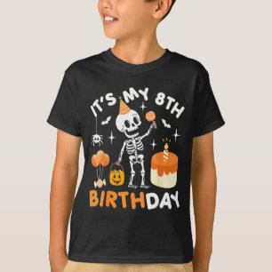 Its My 8th Birthday-funny Halloween Skeleton Birth T-Shirt