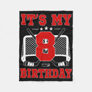 It's My 8th Birthday Girl Ice Hockey Theme 8 Year Fleece Blanket