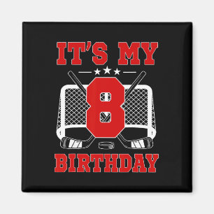 It's My 8th Birthday Girl Ice Hockey Theme 8 Year Magnet