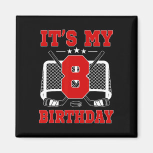 It's My 8th Birthday Girl Ice Hockey Theme 8 Year Magnet