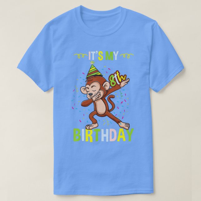 Its My 8th Birthday Monkey  T-Shirt (Design Front)