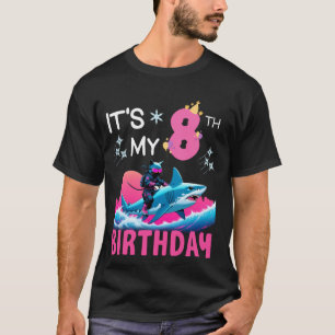 It's My 8th Birthday Ninja Cat Riding Shark 8 Year T-Shirt