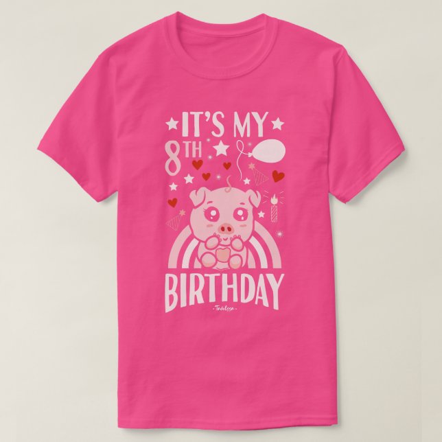 Its My 8th Birthday Pig T-Shirt (Design Front)