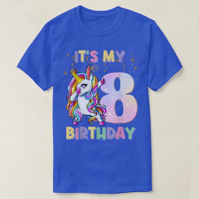 It's My 8th Birthday Unicorn Shirt 8 Year Old Girl (Design Front)