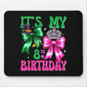 It's My 8th Birthday Witch Nk And Green Bow Croche Mouse Pad