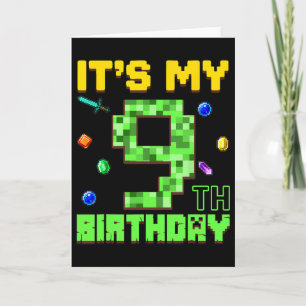 It's My 9th Birthday 9 Year Old Boy Gamer Pixel Nu Card