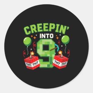 Its My 9th Birthday Boy Gamer Creepin’ Into 9 Game Classic Round Sticker