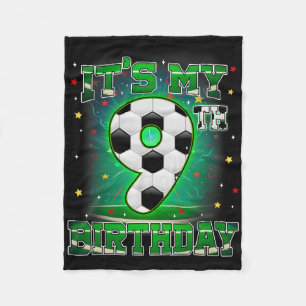 Its My 9th Birthday Boys Soccer 9 Years Old Party  Fleece Blanket