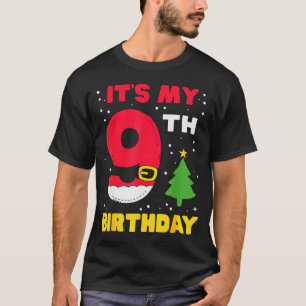 It's My 9th Birthday Christmas 9 Years Old Santa B T-Shirt