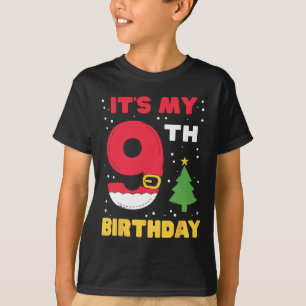 It's My 9th Birthday Christmas 9 Years Old Santa B T-Shirt