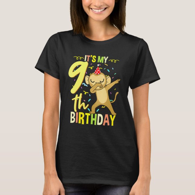 Its My 9th Birthday Dabbing Monkey T-Shirt (Front)