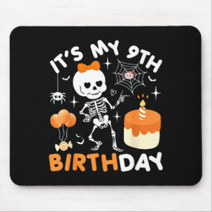 Its My 9th Birthday Funny Halloween Skeleton 9 Bir Mouse Pad