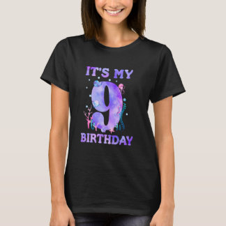 It's My 9th Birthday Girl Ocean 9 Years Old Sea Fi T-Shirt