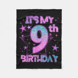 Its My 9th Birthday K-pop Girl 9 Year Birthday Fleece Blanket