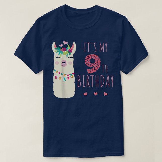 Its My 9th Birthday Nine Year Old Girl Birthday Cu T-Shirt (Design Front)
