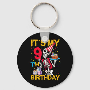 It's My 9th Birthday Party Halloween Skeleton Birt Key Ring