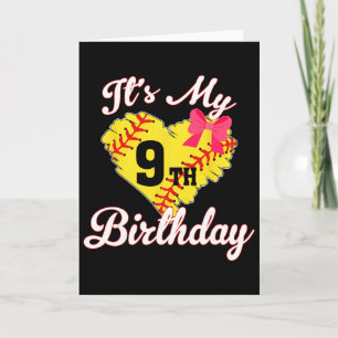 It's My 9th Birthday Softll Girl 9 Years Old Card