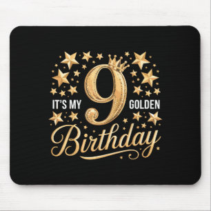 It's My 9th Golden Birthday 9 Year Old Bday Groovy Mouse Pad