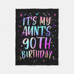 Its My Aunts 90th Birthday Colorful Happy 90 Years Fleece Blanket