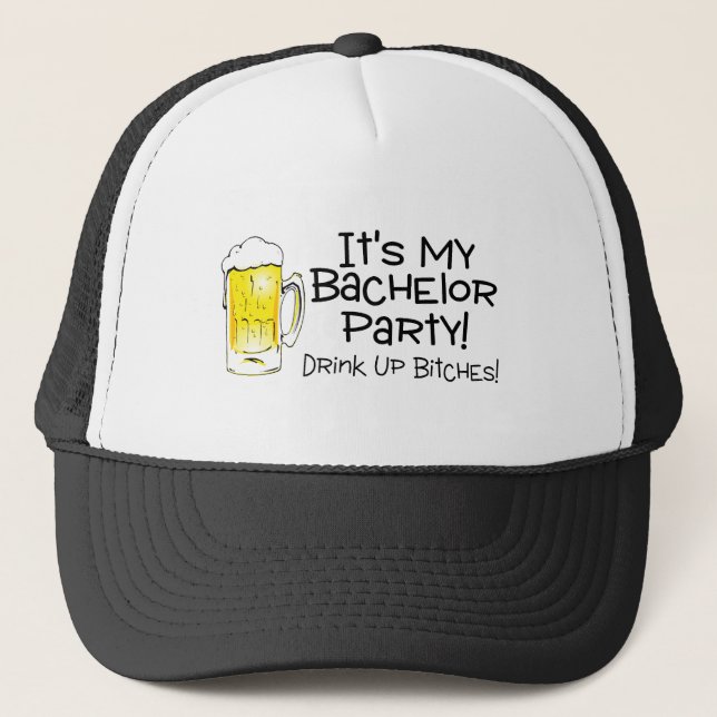 Its My Bachelor Party Beer Trucker Hat (Front)
