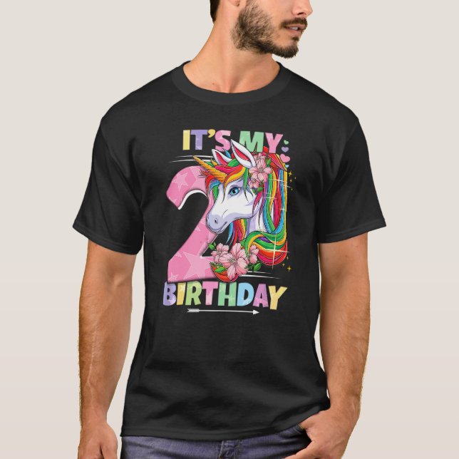 It's My Birthday 2nd Birthday Girl 2 Years 2020 Un T-Shirt (Front)