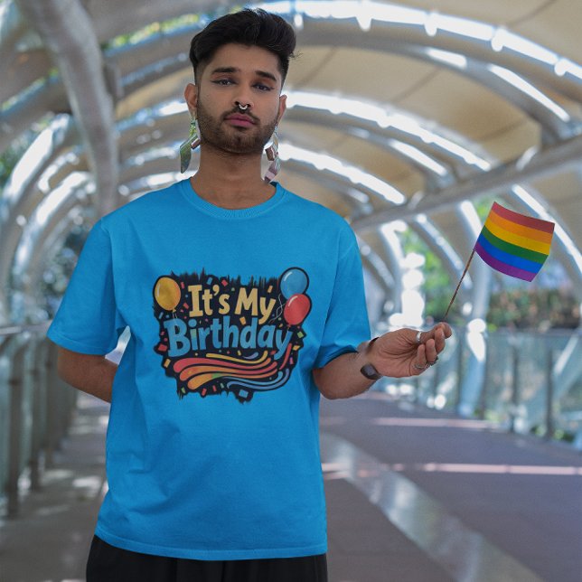 It's My Birthday Balloons and Swirls T-Shirt (Creator Uploaded)
