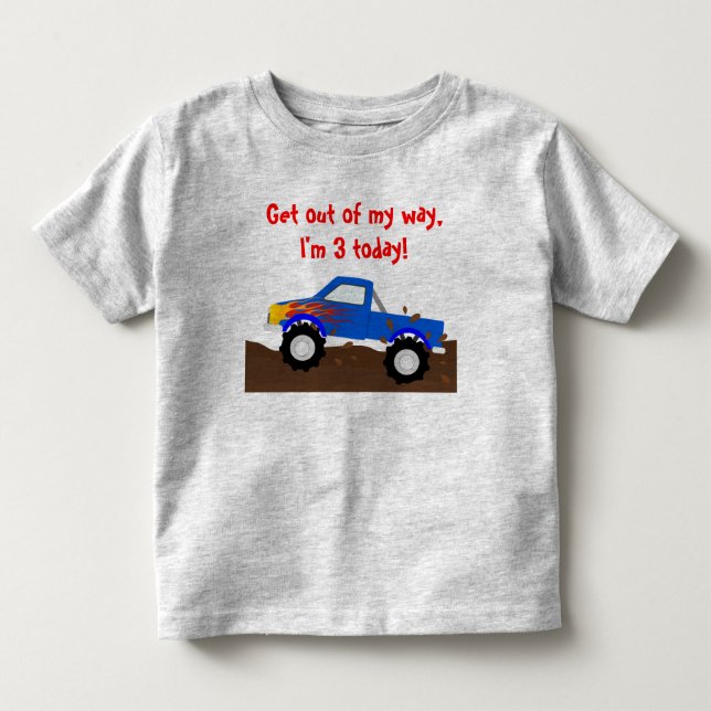 It's My Birthday Blue Monster Truck Toddler T-Shirt (Front)