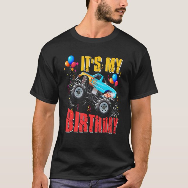 Its My Birthday  Boys Monster Truck Car Matching F T-Shirt (Front)