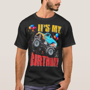 Its My Birthday Boys Monster Truck Car Matching Fa T-Shirt
