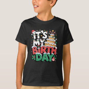 Its My Birthday Cake Christmas December Kids Boys T-Shirt
