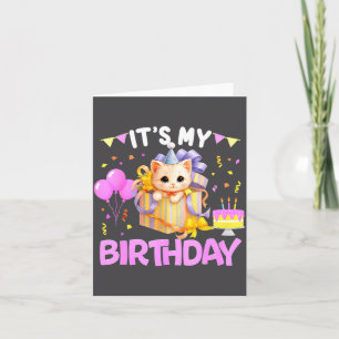 It's My Birthday Cat Lover Cute Girl Bday Family P Card