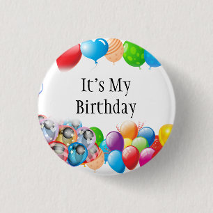 It's My Birthday Colourful Balloons 3 Cm Round Badge