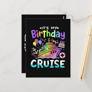 It's My Birthday Cruise Tie Dye Vacation Trip Postcard