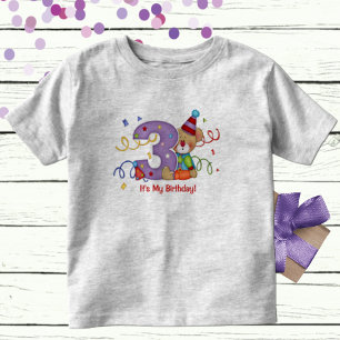 It's My Birthday Cute Bear Age 3 Toddler T-Shirt