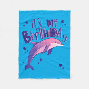 Its My Birthday Cute Girl Dolphin Lover Fleece Blanket